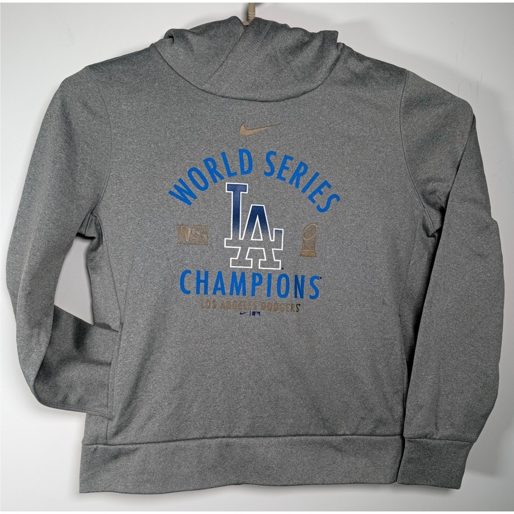 Nike MLB Mens LA Dodgers 2020 World Series Champions Hoodie NKBH-06G Gray M